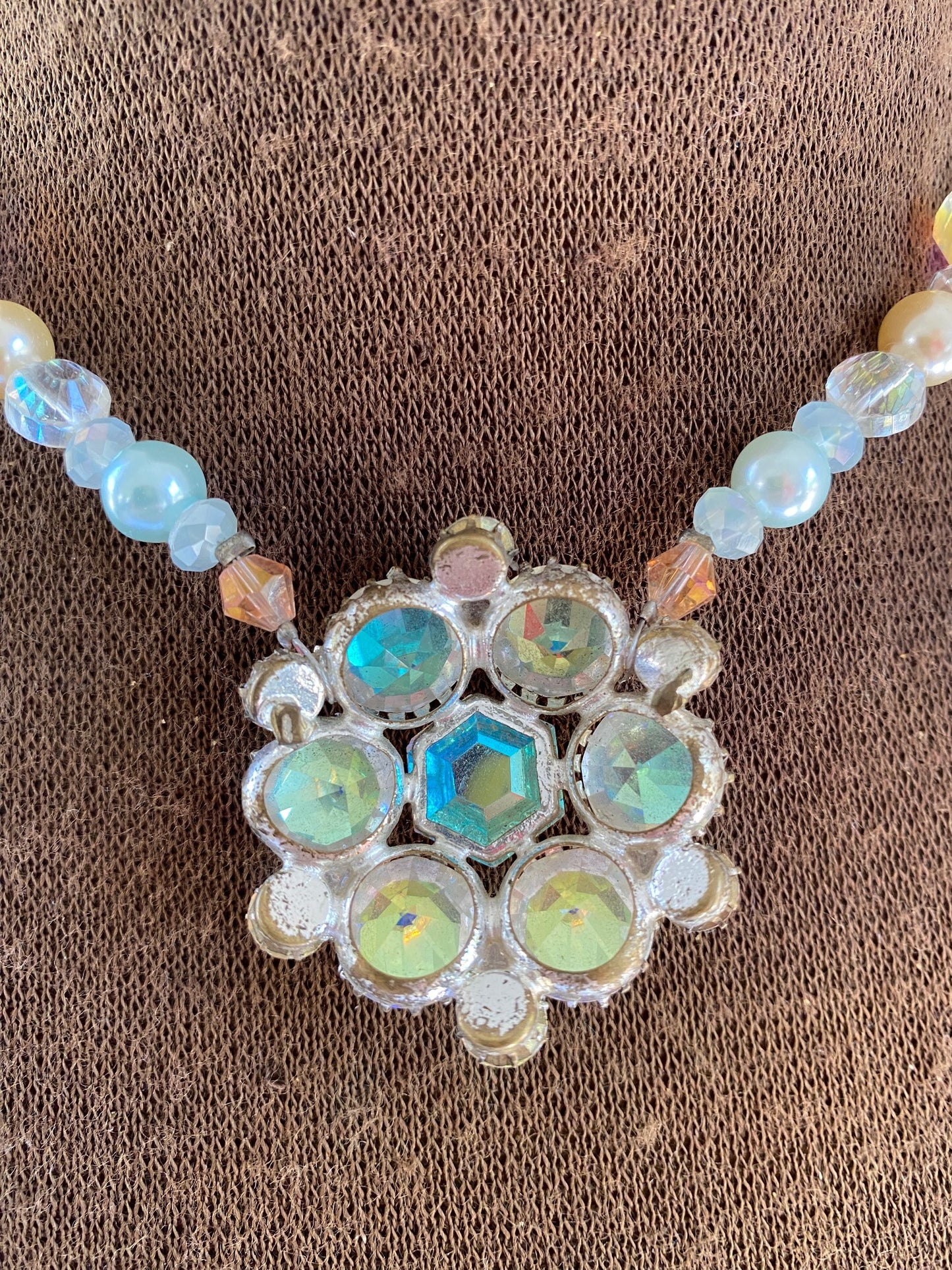 Vintage Heirloom Aurora Borealis Crystal Necklace
