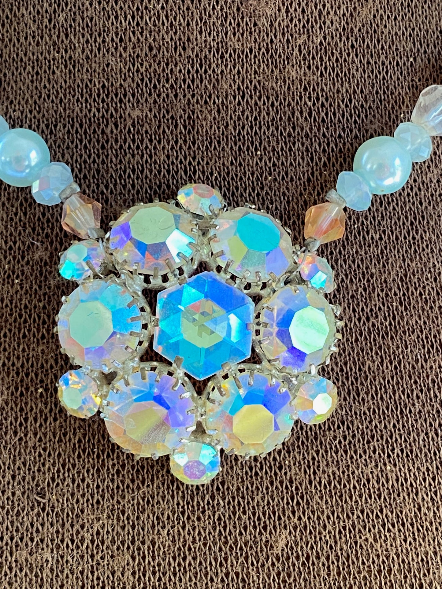 Vintage Heirloom Aurora Borealis Crystal Necklace