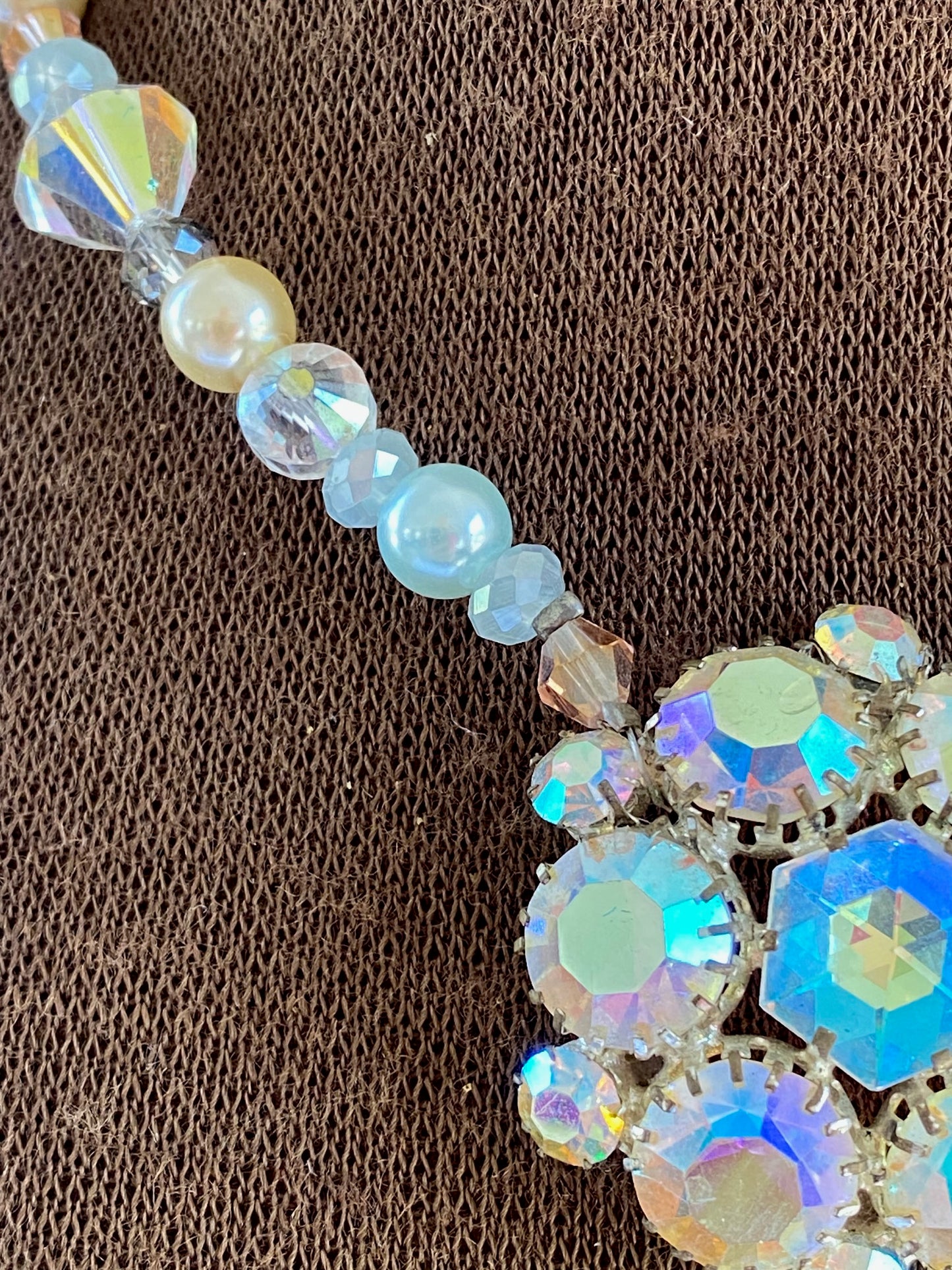 Vintage Heirloom Aurora Borealis Crystal Necklace