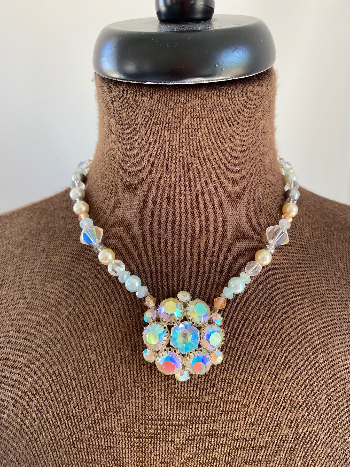 Vintage Heirloom Aurora Borealis Crystal Necklace