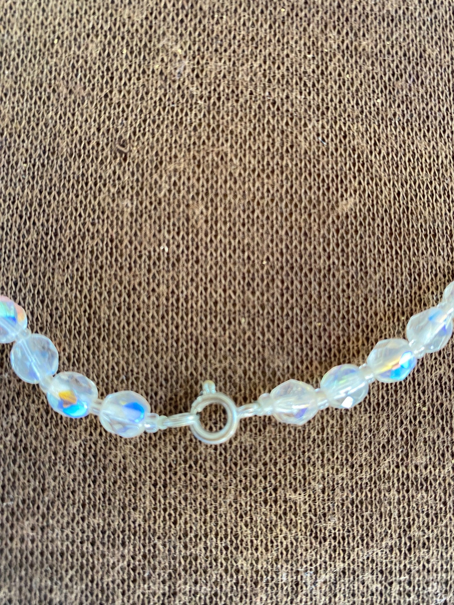 Vintage Long  Aurora Borealis Crystal Necklace