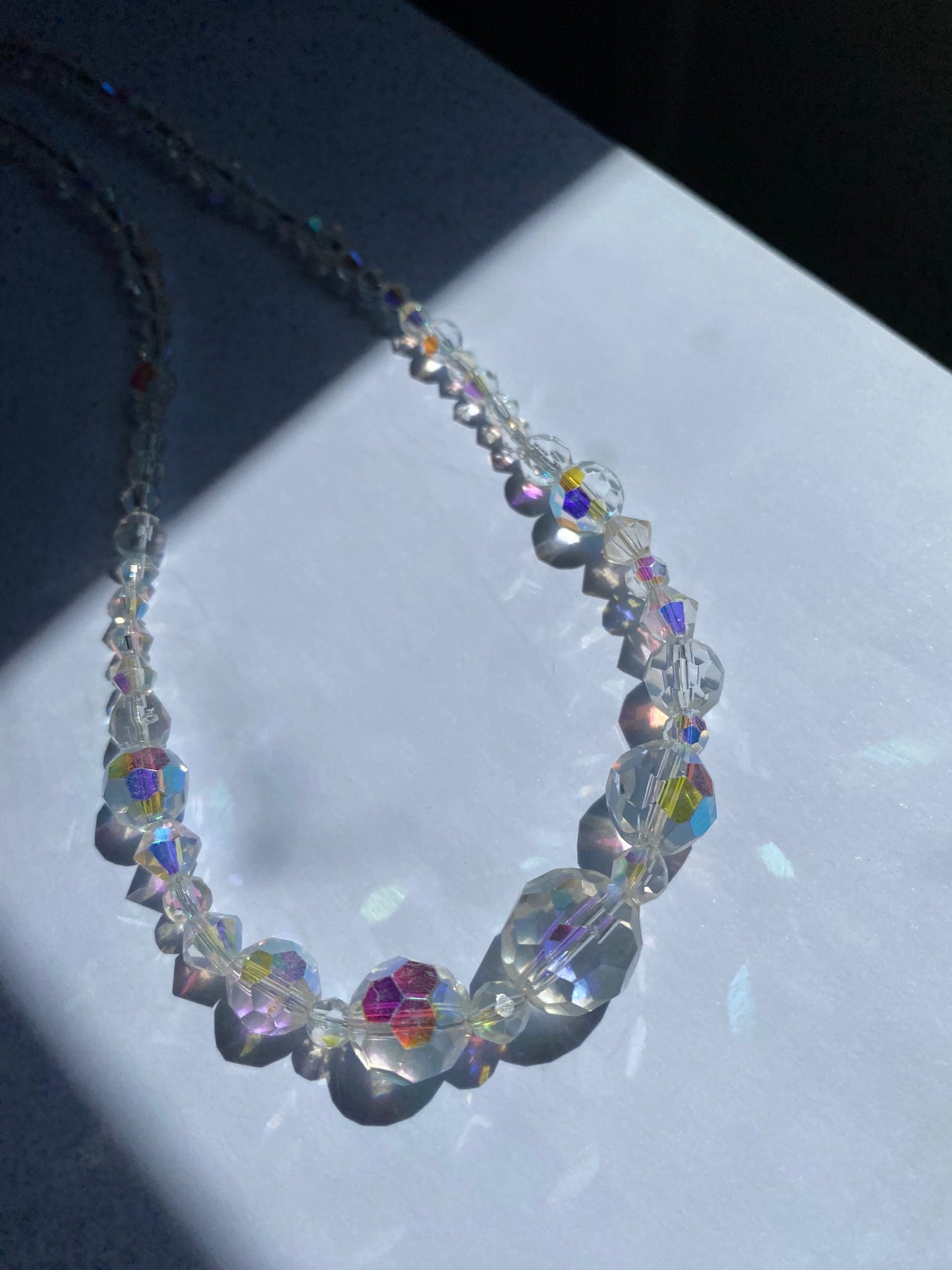 Graduated Aurora Borealis Crystal Necklace