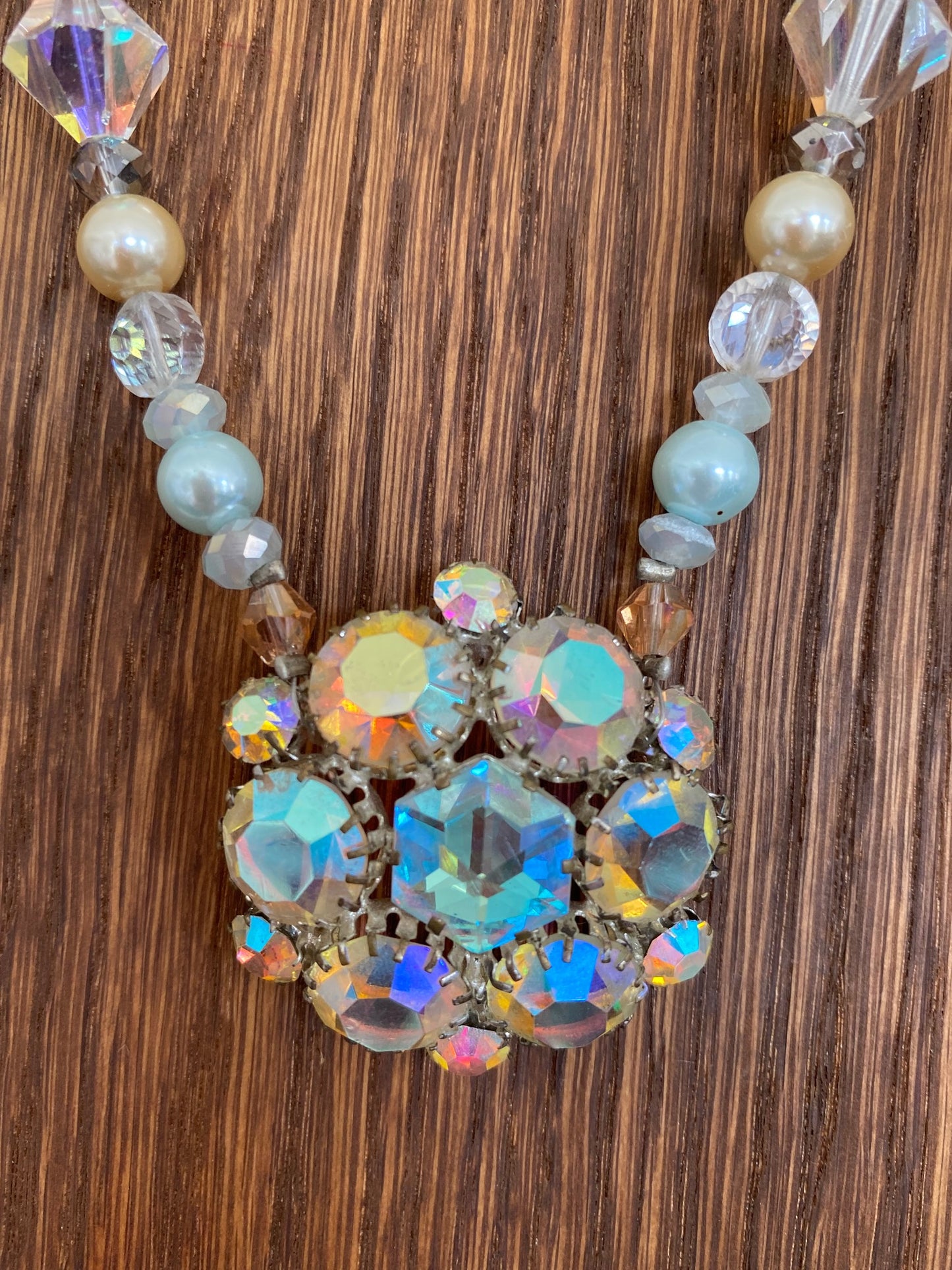 Vintage Heirloom Aurora Borealis Crystal Necklace