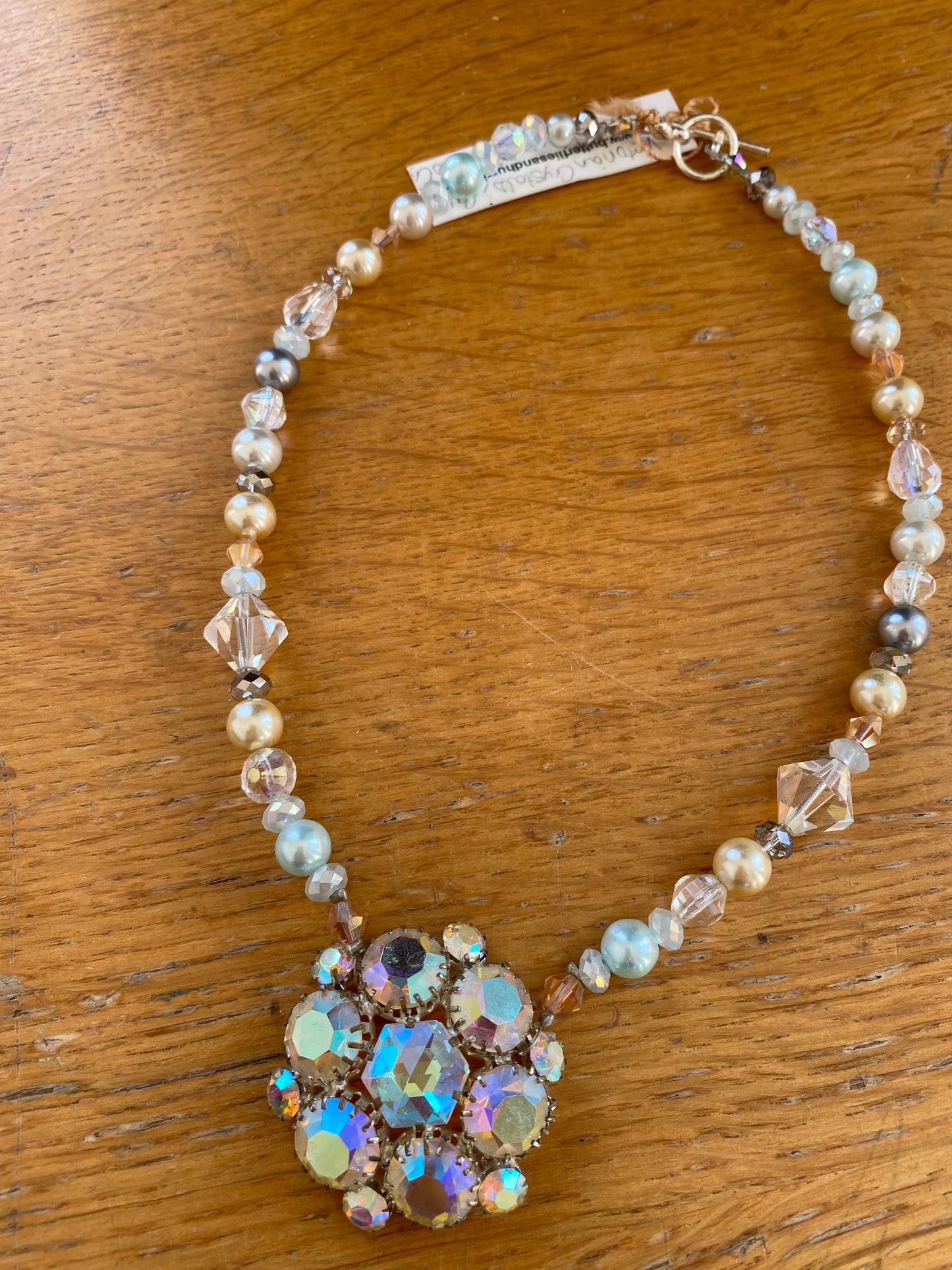 Vintage Heirloom Aurora Borealis Crystal Necklace