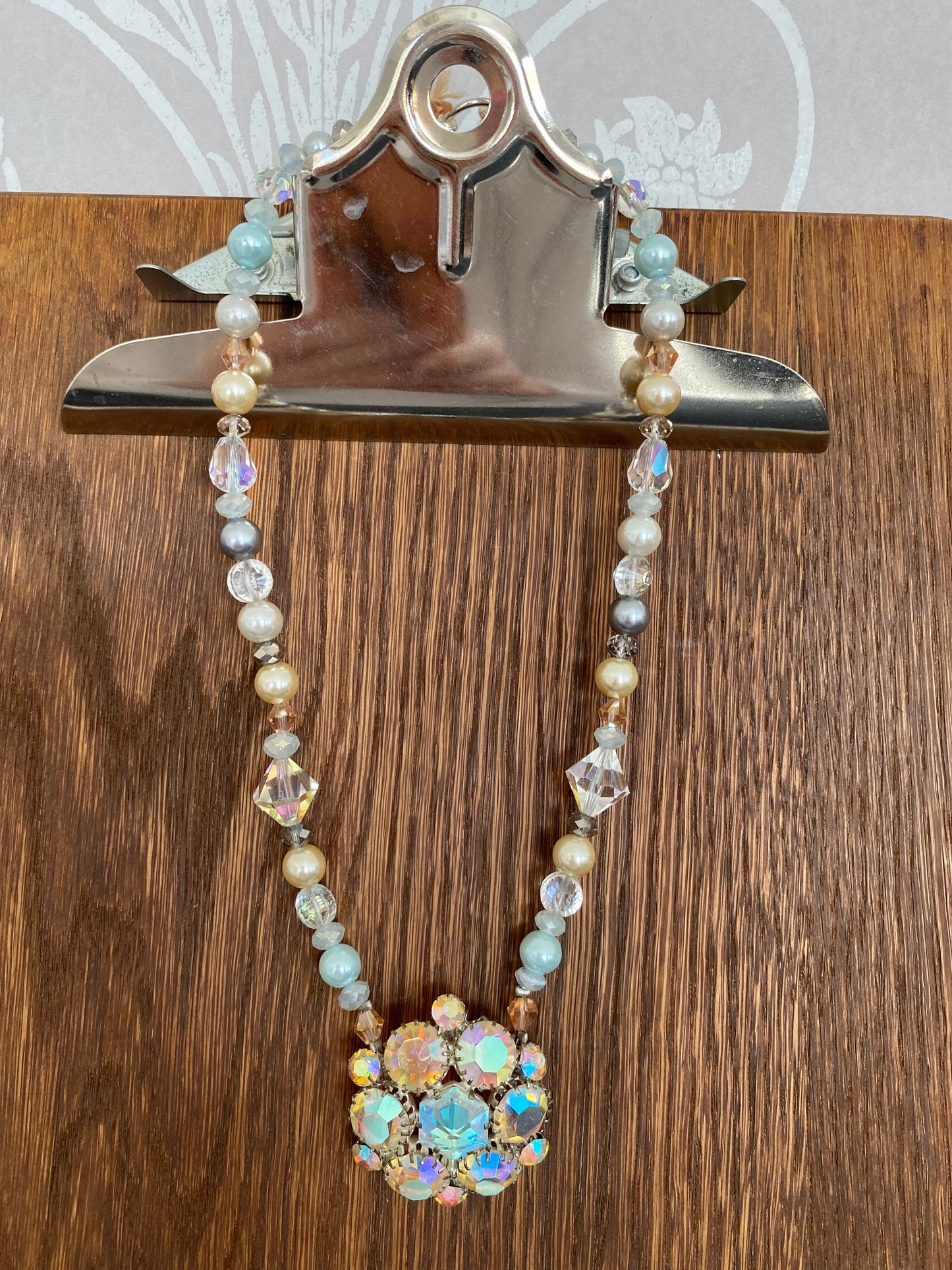 Vintage Heirloom Aurora Borealis Crystal Necklace