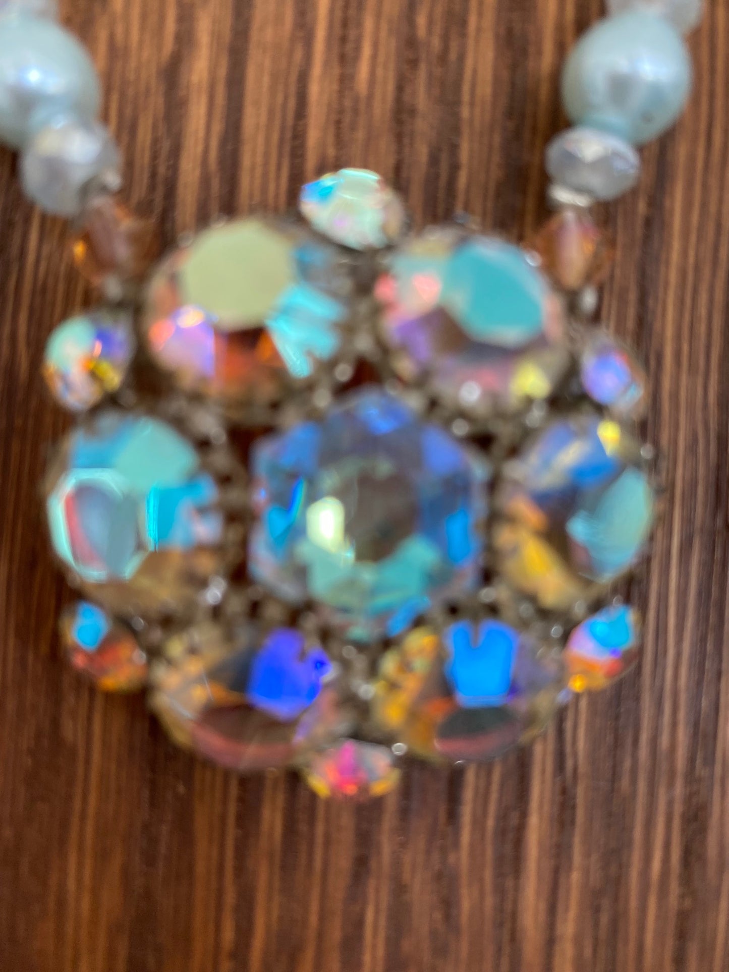Vintage Heirloom Aurora Borealis Crystal Necklace