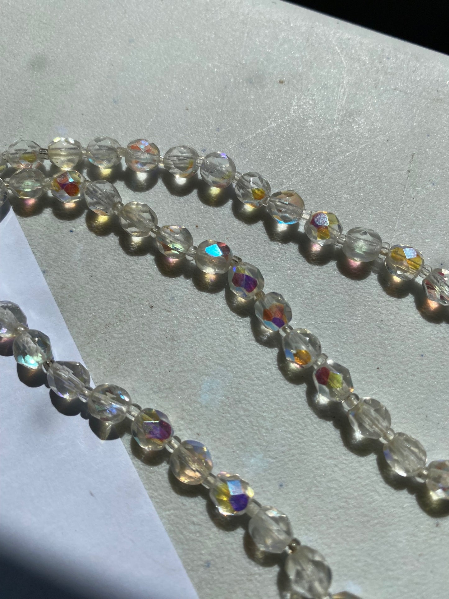 Vintage Long  Aurora Borealis Crystal Necklace