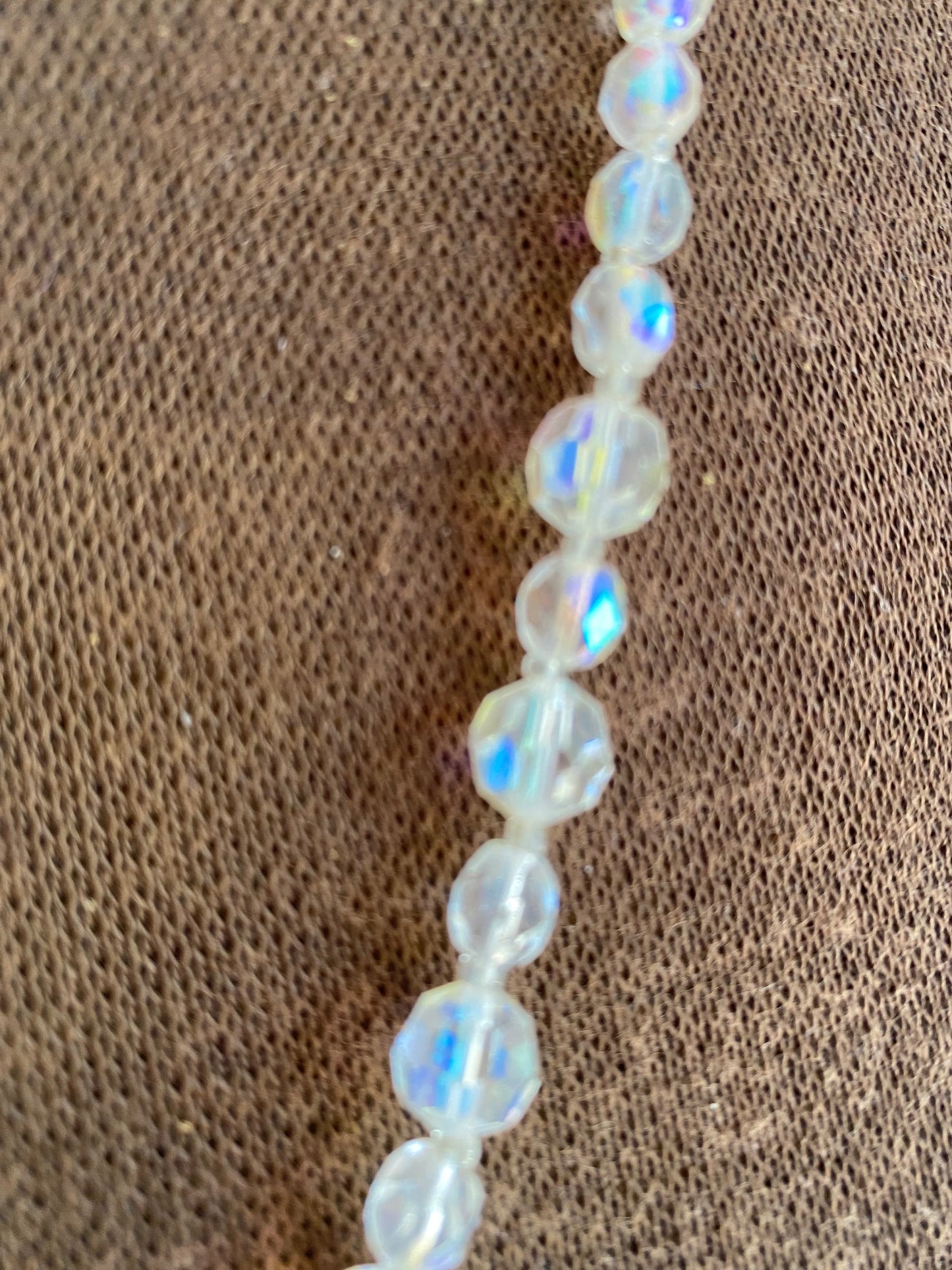 Vintage Long  Aurora Borealis Crystal Necklace
