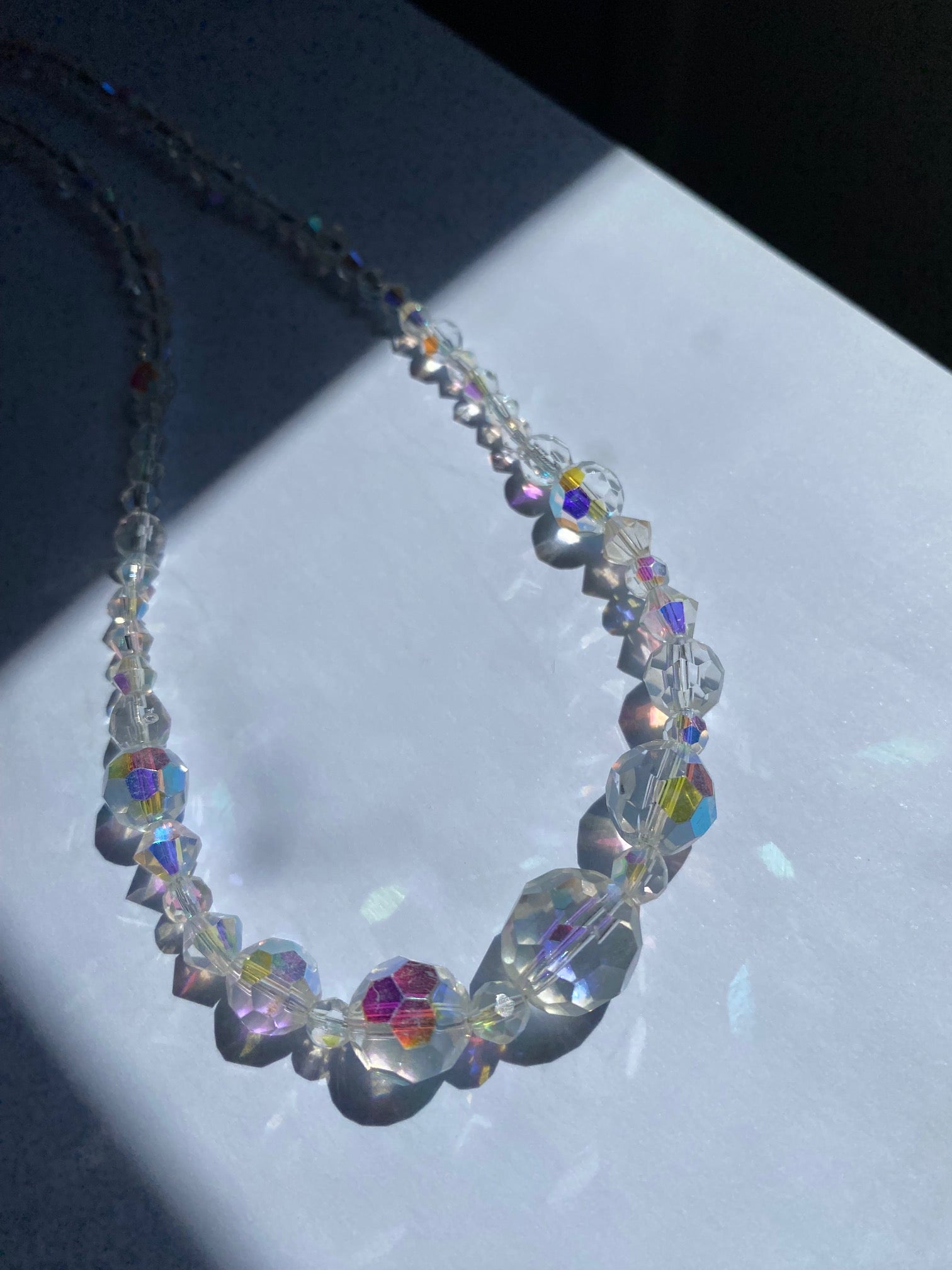 Graduated Aurora Borealis Crystal Necklace